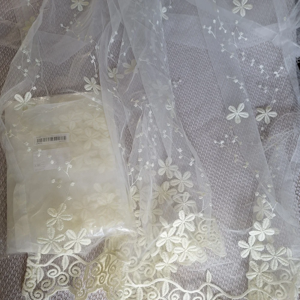 Sheer White Floral Curtain Panel